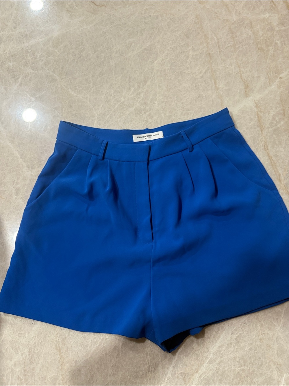 Amanda Uprichard Royal Blue High-Waist Tailored Shorts